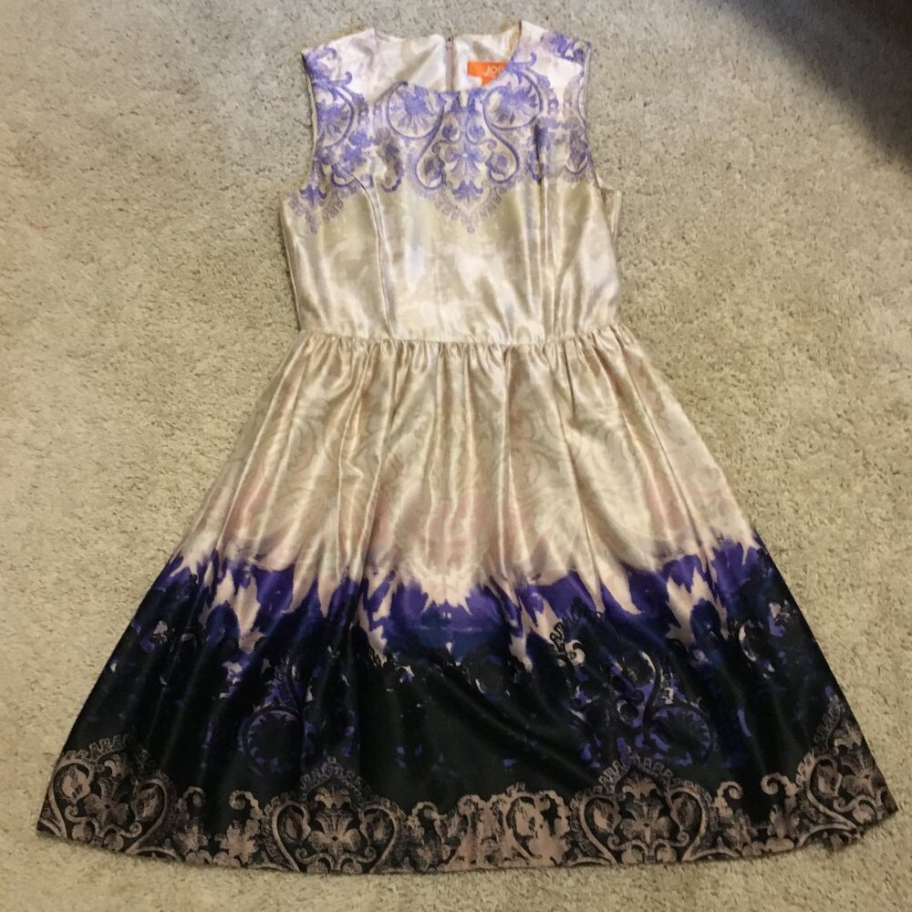 Prom Pink & Purple Satiny Damask Rococo A-Line Dress - Size 0 - Picture 12 of 16